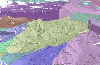 Accumulative cost surface in 3D perspective view